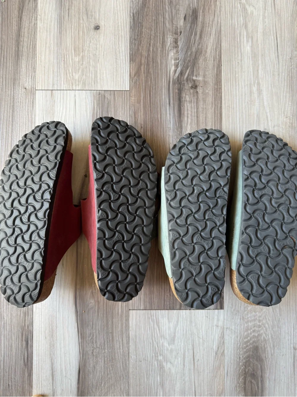 Birkenstock Arizona Slides in Red and Green